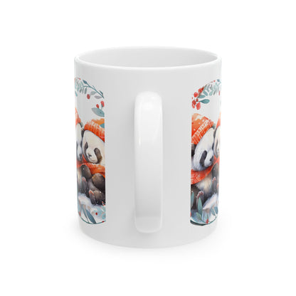 Cozy Winter Panda Mug — Cute Holiday Pandas in Knit Hats 11oz    Item #313636