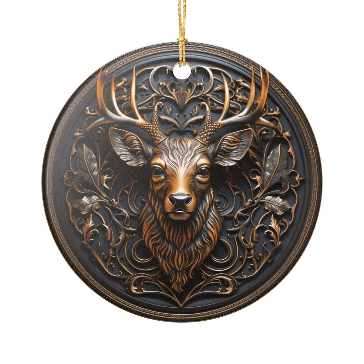 Ceramic Deer Ornament – Rustic Woodland Christmas Tree Decoration    Item #82869