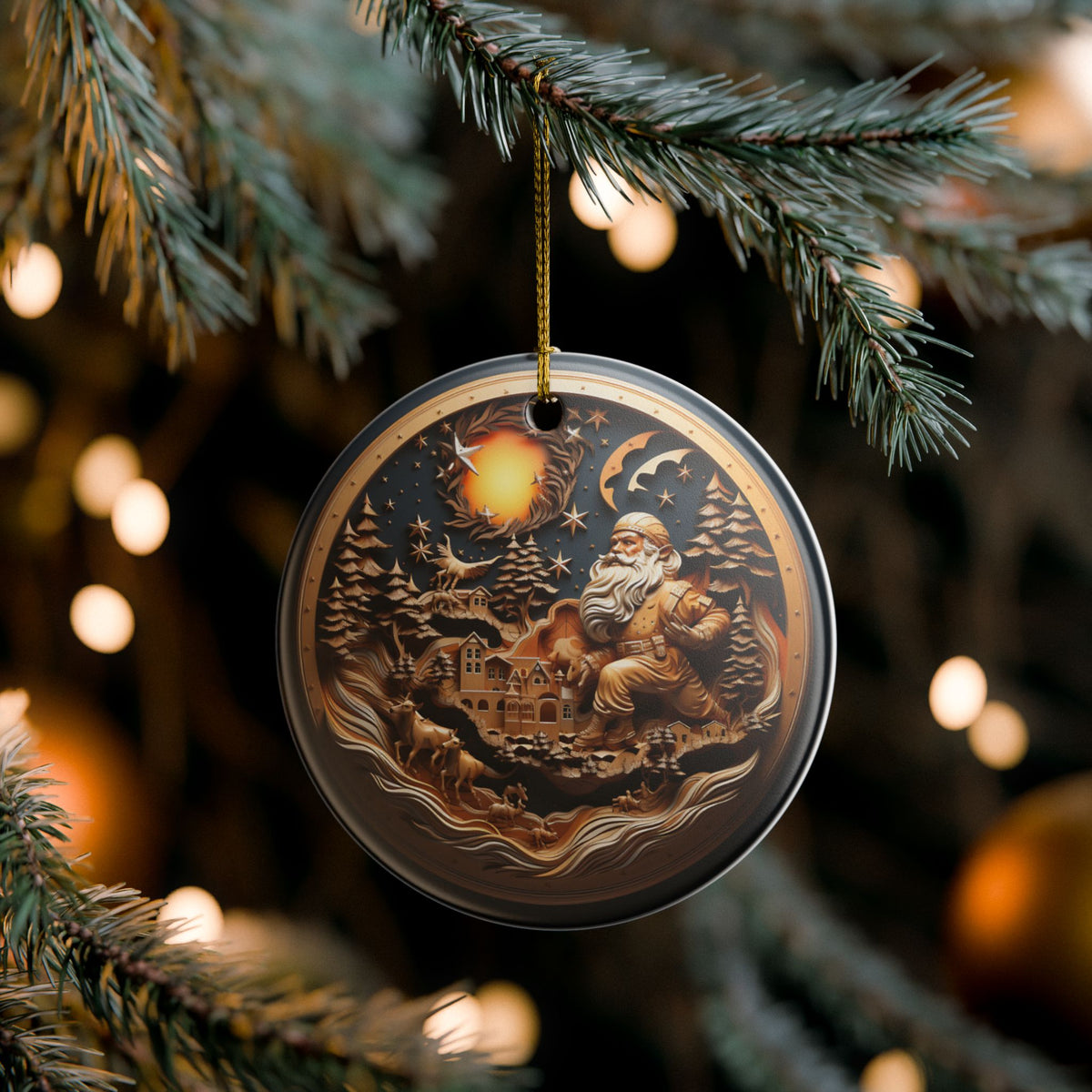 Santa Winter Wonderland Ceramic Christmas Ornament    Item # 419083