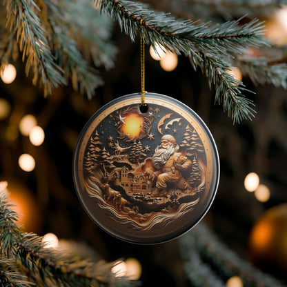 Santa Winter Wonderland Ceramic Christmas Ornament    Item # 419083