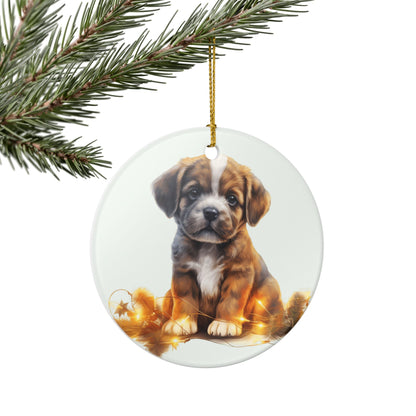 Ceramic Christmas Ornament – Adorable Puppy Dog Holiday Tree Decoration    Item #827461