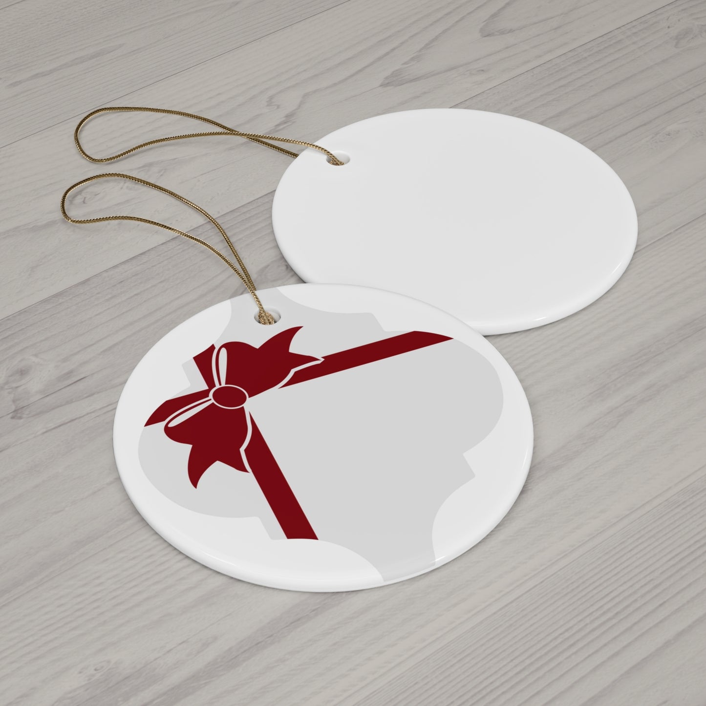 Bow Ceramic Disc Ornament      Item #9806819