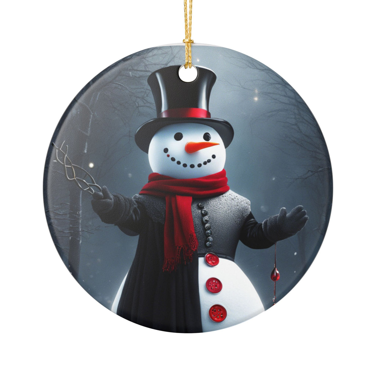 Festive Snowman Ceramic Christmas Ornament  Item #126655