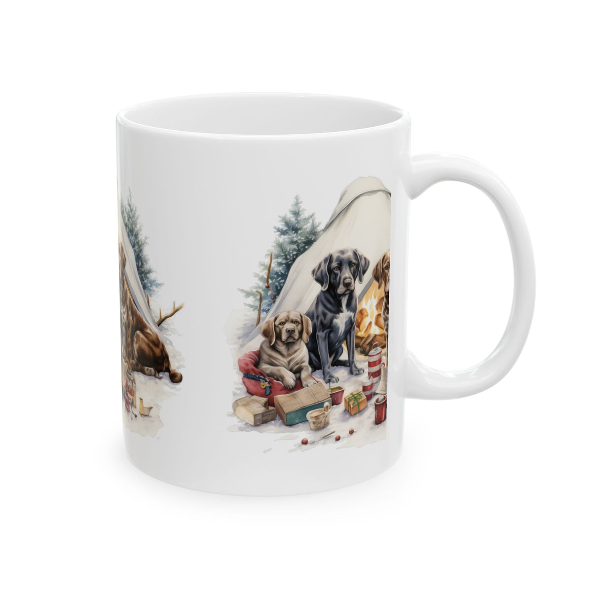 Camping Dogs Ceramic Mug – Cozy Outdoor Adventure Coffee Cup 11oz  Item #733692