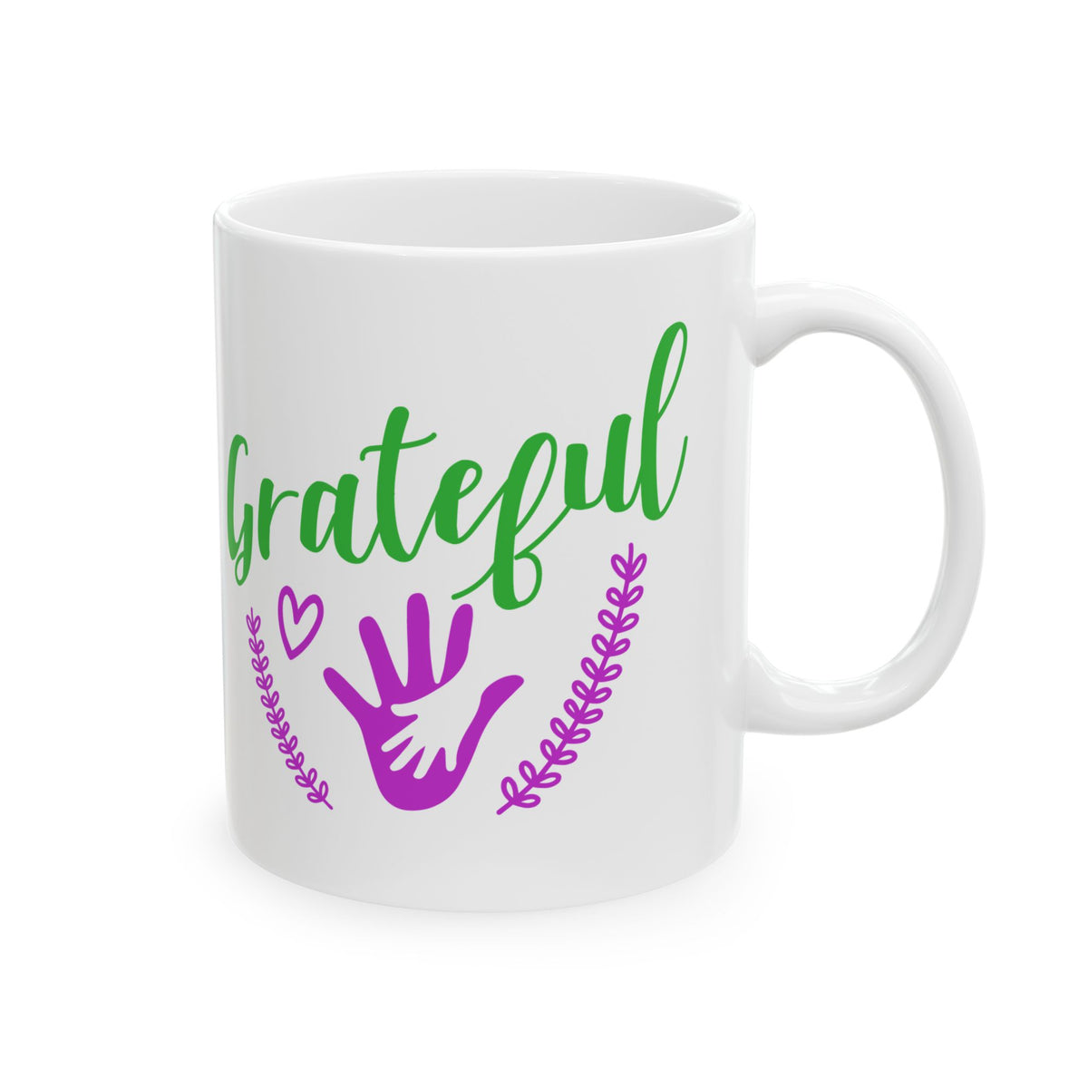 Grateful Floral Ceramic Mug — Inspirational Tea Coffee Cup 11oz   Item #326343