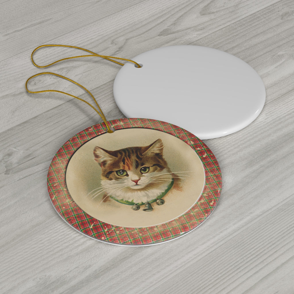 Christmas Kitten Ceramic Disc Ornament       Item #391969
