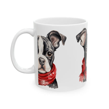 Boston Terrier in Red Scarf Ceramic Mug 11oz  Item #343997