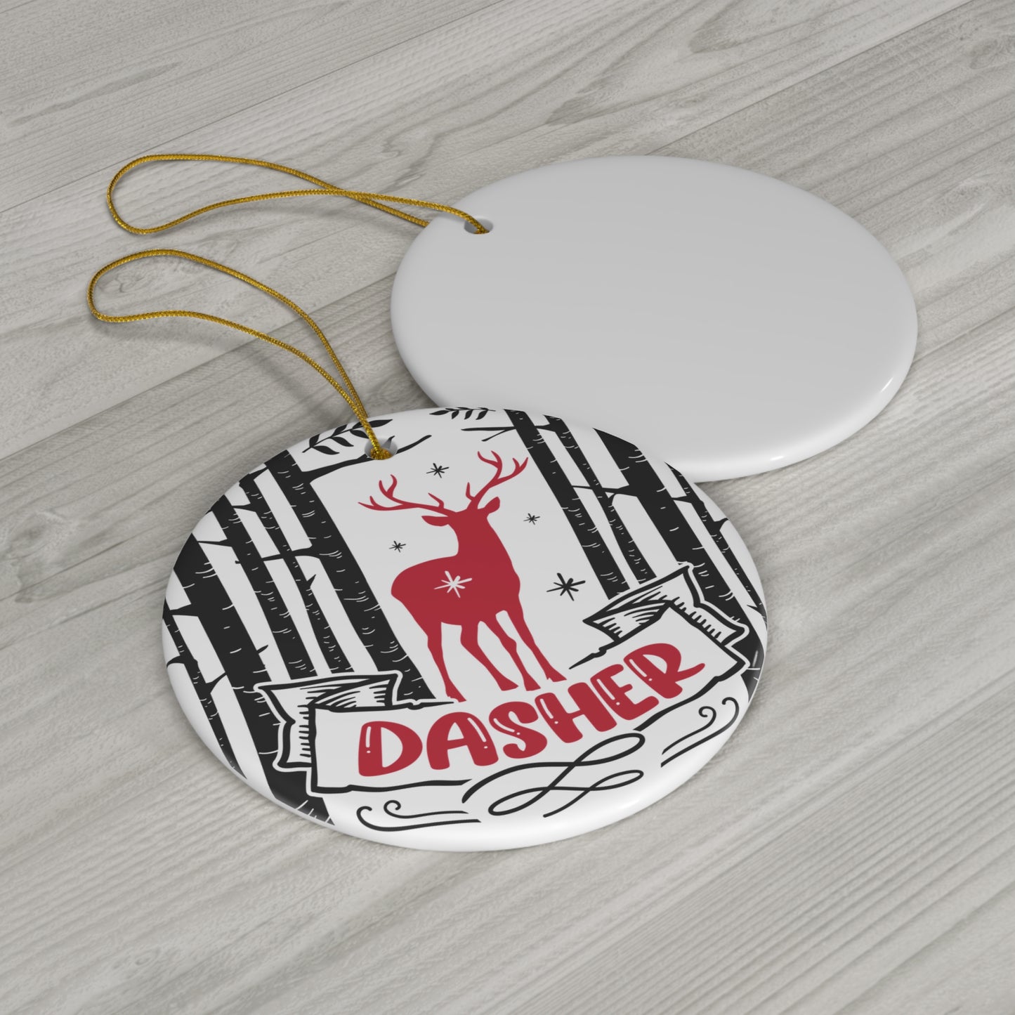 Dasher Ceramic Disc Ornament         Item #334682