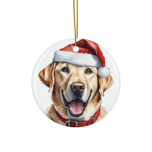 Ceramic Ornament - Labrador Retriever With Santa Hat      Item #6898911