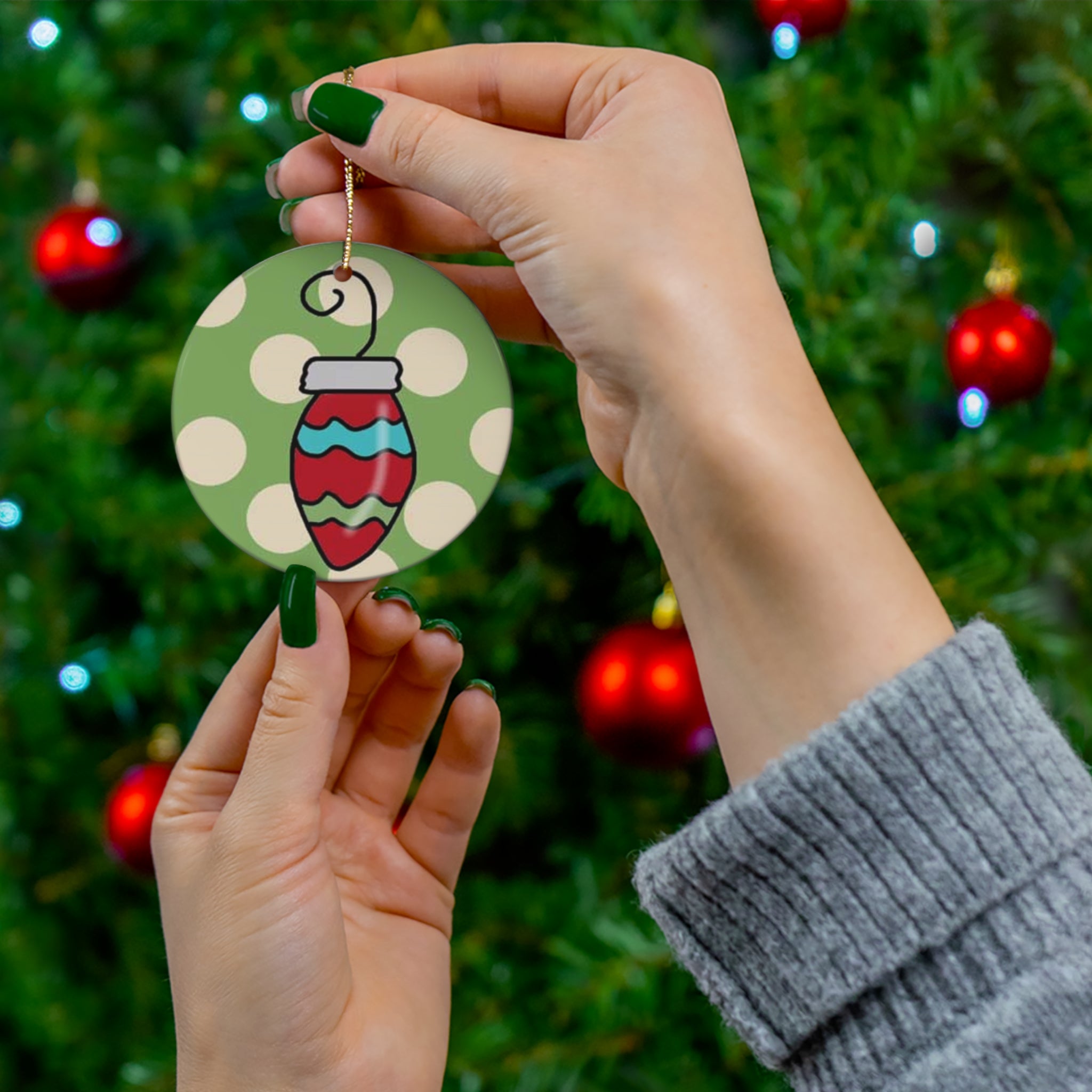 Christmas Bulb Ceramic Disc Ornament        Item #1592521 - Buckshot's Bargain Barn
