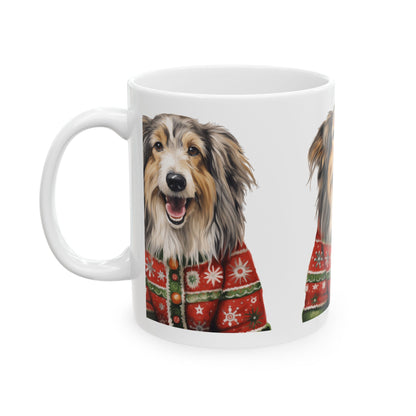 Holiday Sheltie Mug — Dog in Christmas Sweater Ceramic Coffee Cup 11oz   Item #361741