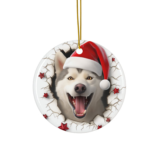 CERAMIC ORNAMENT - 3D CHRISTMAS DOG        Item #407045