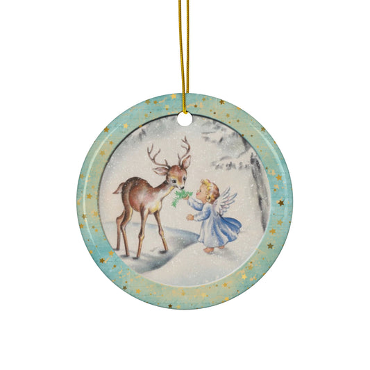 Christmas Reindeer Ceramic Disc Ornament       Item #3651205