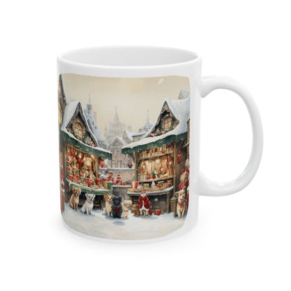 Christmas Village Santa With Dogs Ceramic Mug 11oz  Item #41039