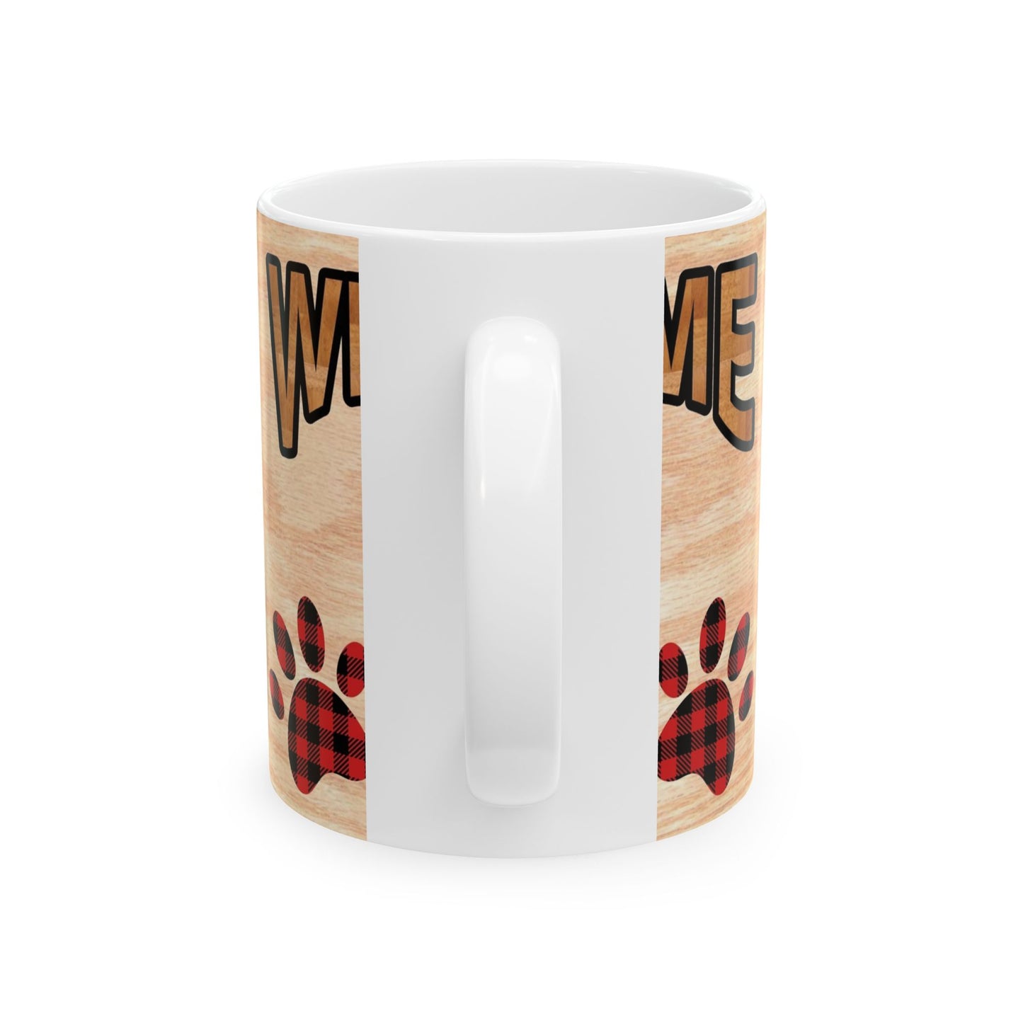 Welcome Dog Illustration Ceramic Mug – Cute Paw Print Coffee Cup 11oz    Item #648792
