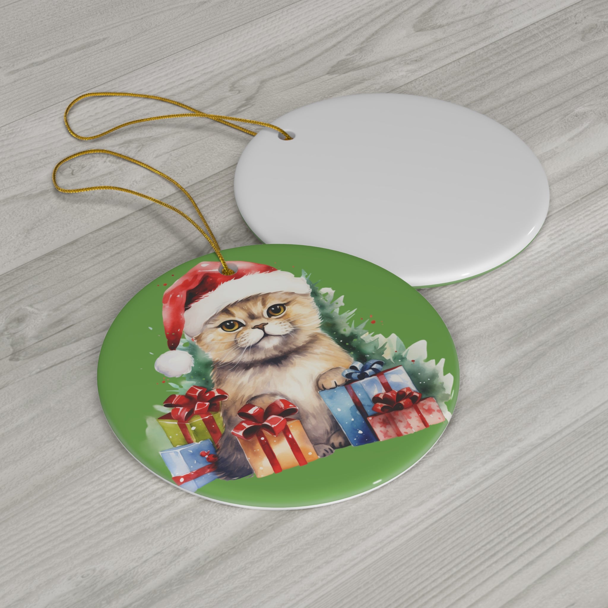 Ceramic Ornament - Christmas Cat      Item #5851196