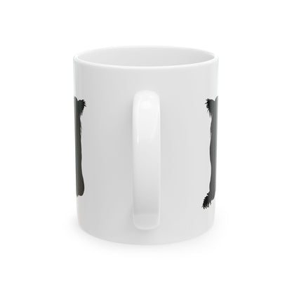 Black Dog Silhouette Mug — Cute Back-Facing Puppy Ceramic Coffee Cup  11oz    Item #459306