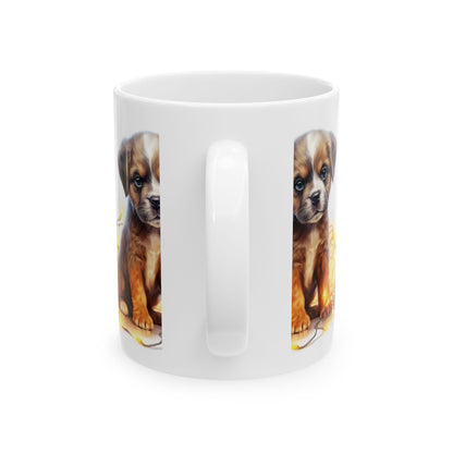 Cute Puppy Ceramic Mug — Adorable Brown Puppy Coffee Cup 11oz  Item #709107