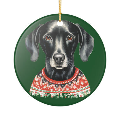 Festive Dog In Sweater Christmas Ceramic Ornament   Item #742744