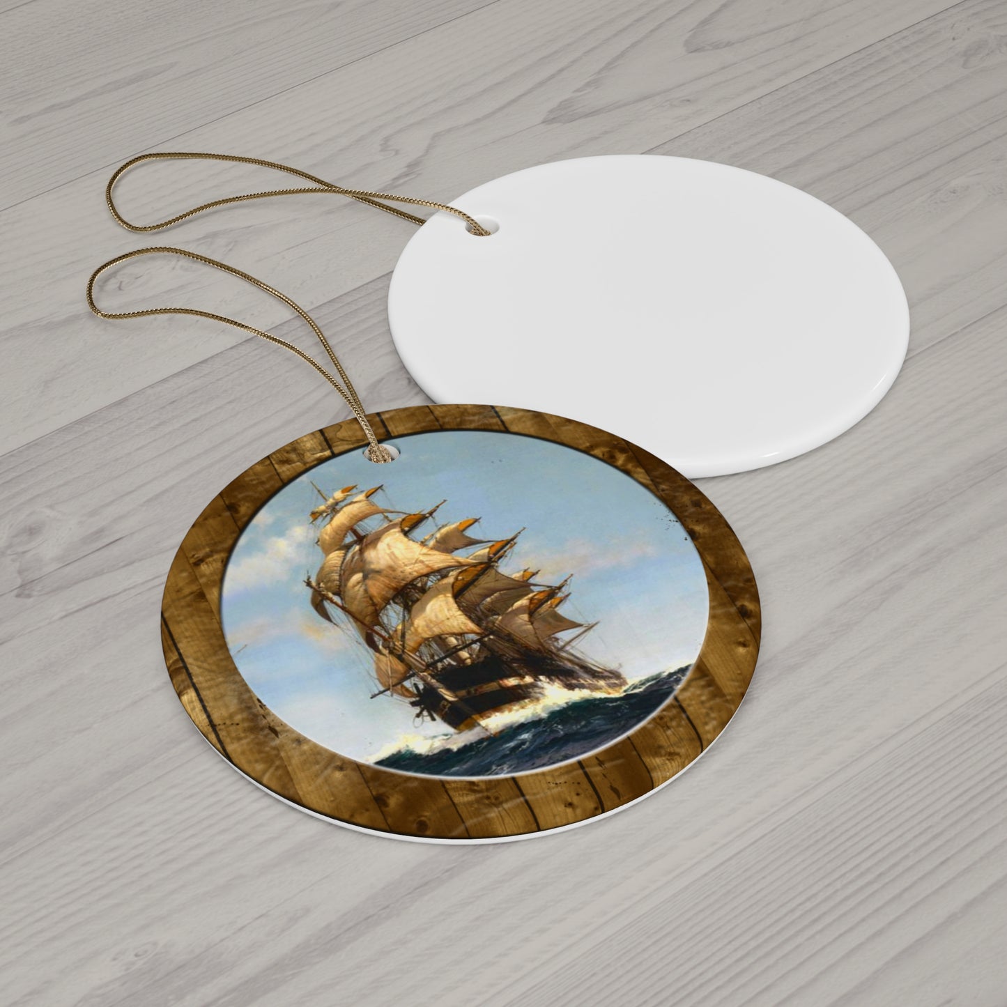 Sailing Ship Ceramic Disc Ornament      Item #6206479