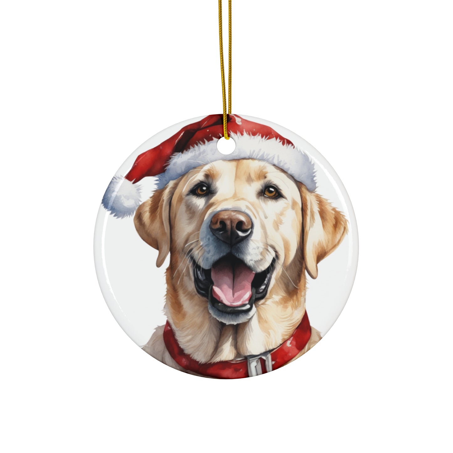 Ceramic Ornament - Labrador Retriever With Santa Hat      Item #3687549