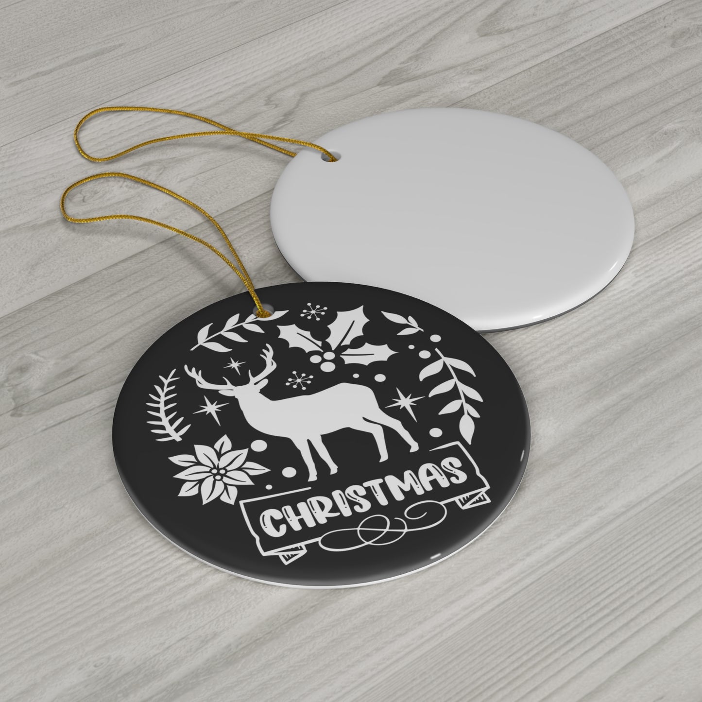 Christmas Reindeer Ceramic Disc Ornament           Item #124437