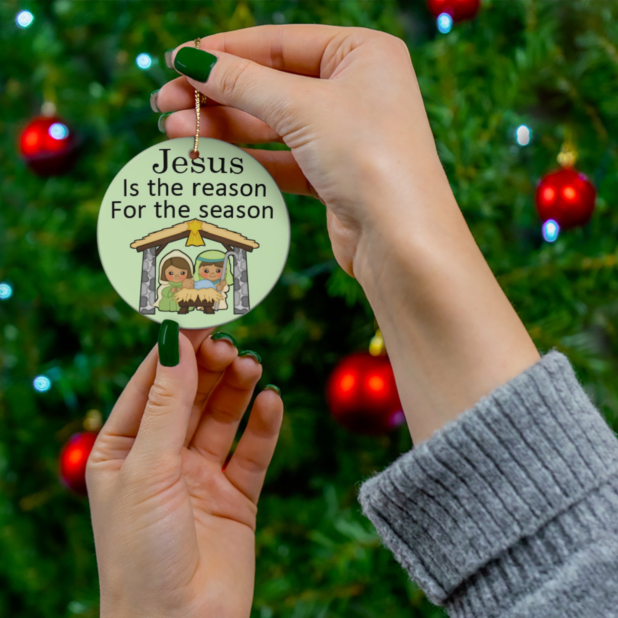 Jesus Is The Reason For The Season Ceramic Disc Ornament       Item #779774 - Buckshot's Bargain Barn