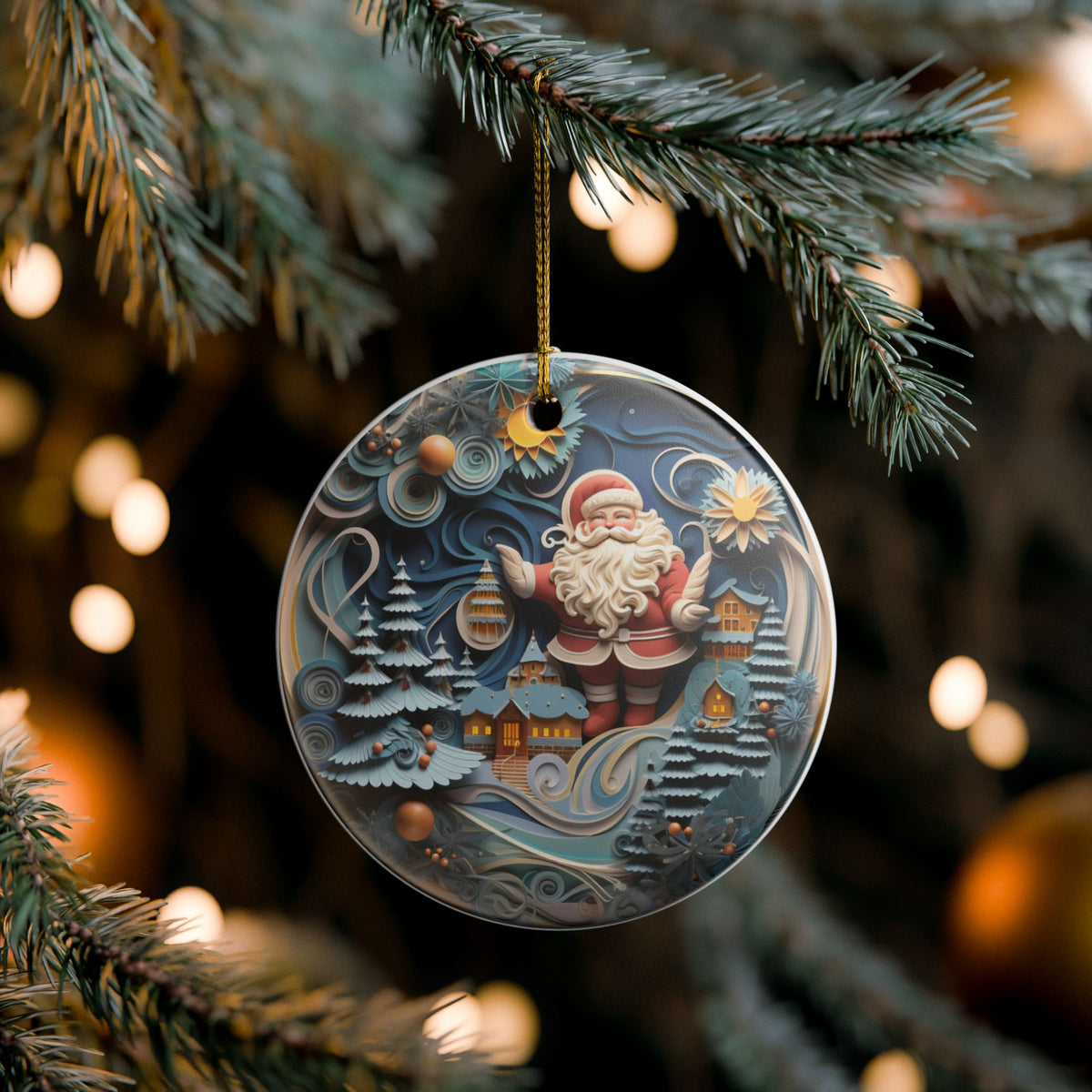 Santa Christmas Ceramic Ornament   Item #129657