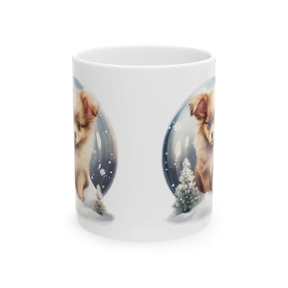 Winter Dog Christmas Tree And Snow Ceramic Mug 11oz  Item #399077