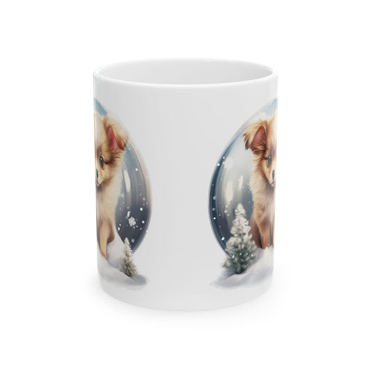 Winter Dog Christmas Tree And Snow Ceramic Mug 11oz  Item #399077