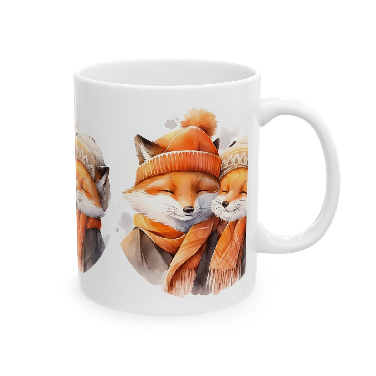 Cozy Fox Couple Ceramic Mug — Cute Winter Foxes 11oz   Item #656916