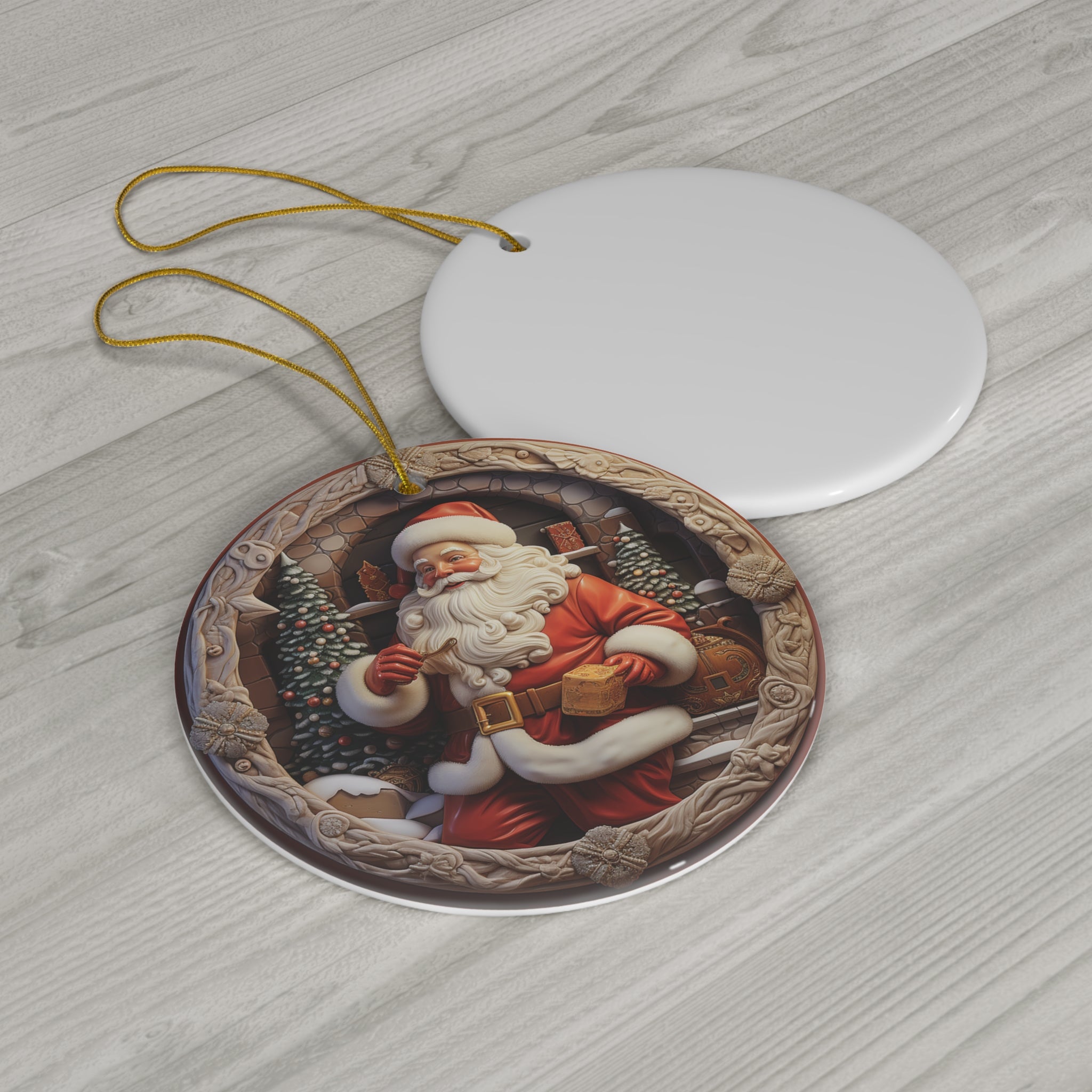 Santa Ceramic Disc Ornament       Item #457836