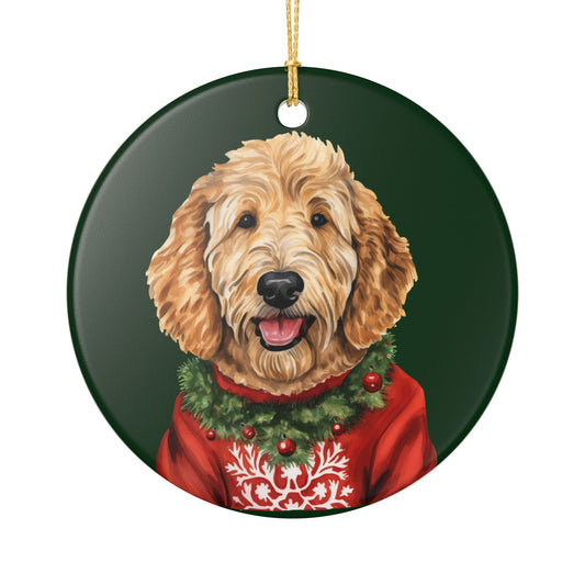 Christmas Goldendoodle Dog Ceramic Ornament   Item #369339