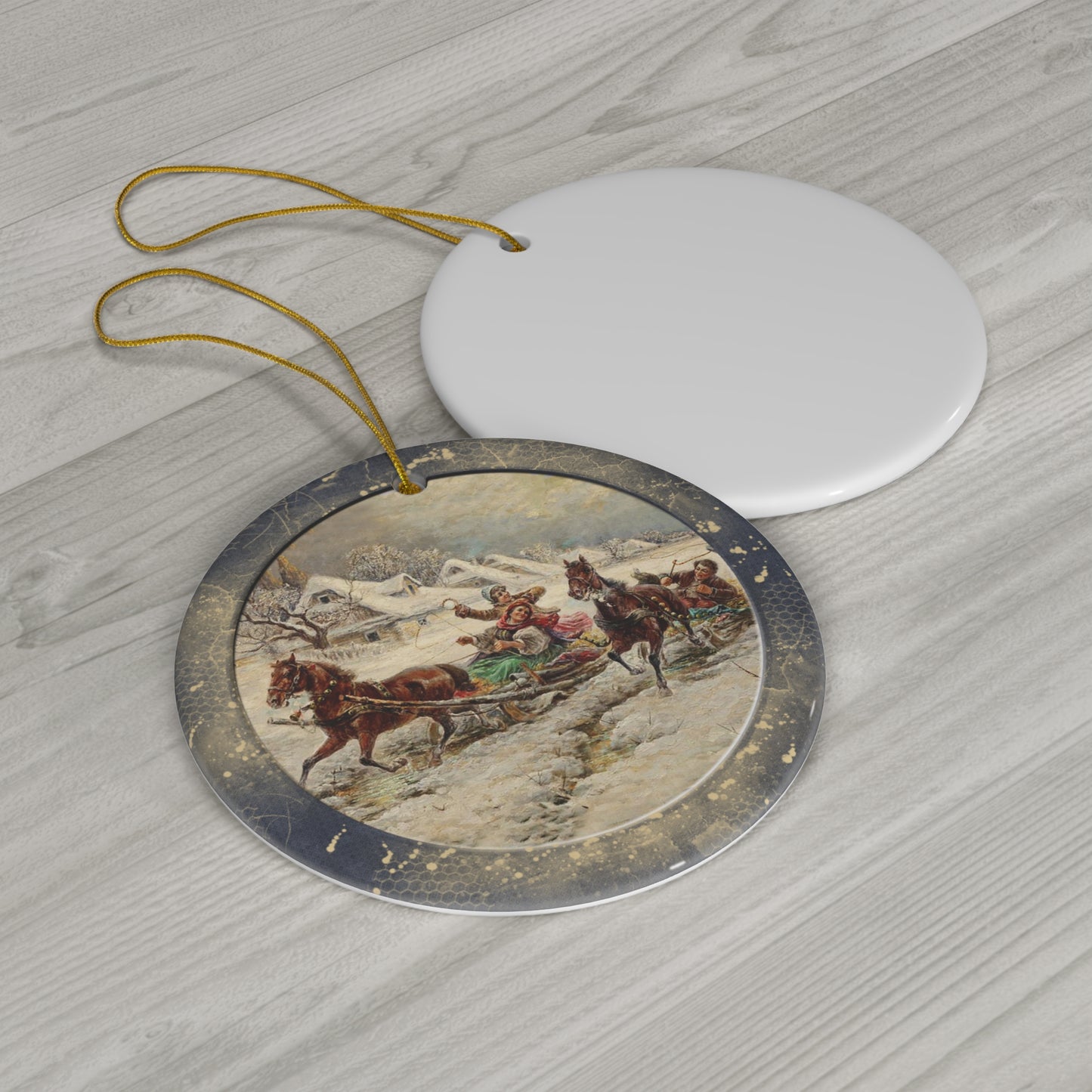 Winter Scene Ceramic Disc Ornament       Item #568878