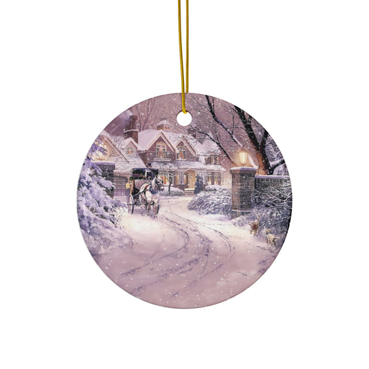 Winter Scene Ceramic Disc Ornament       Item #3824953