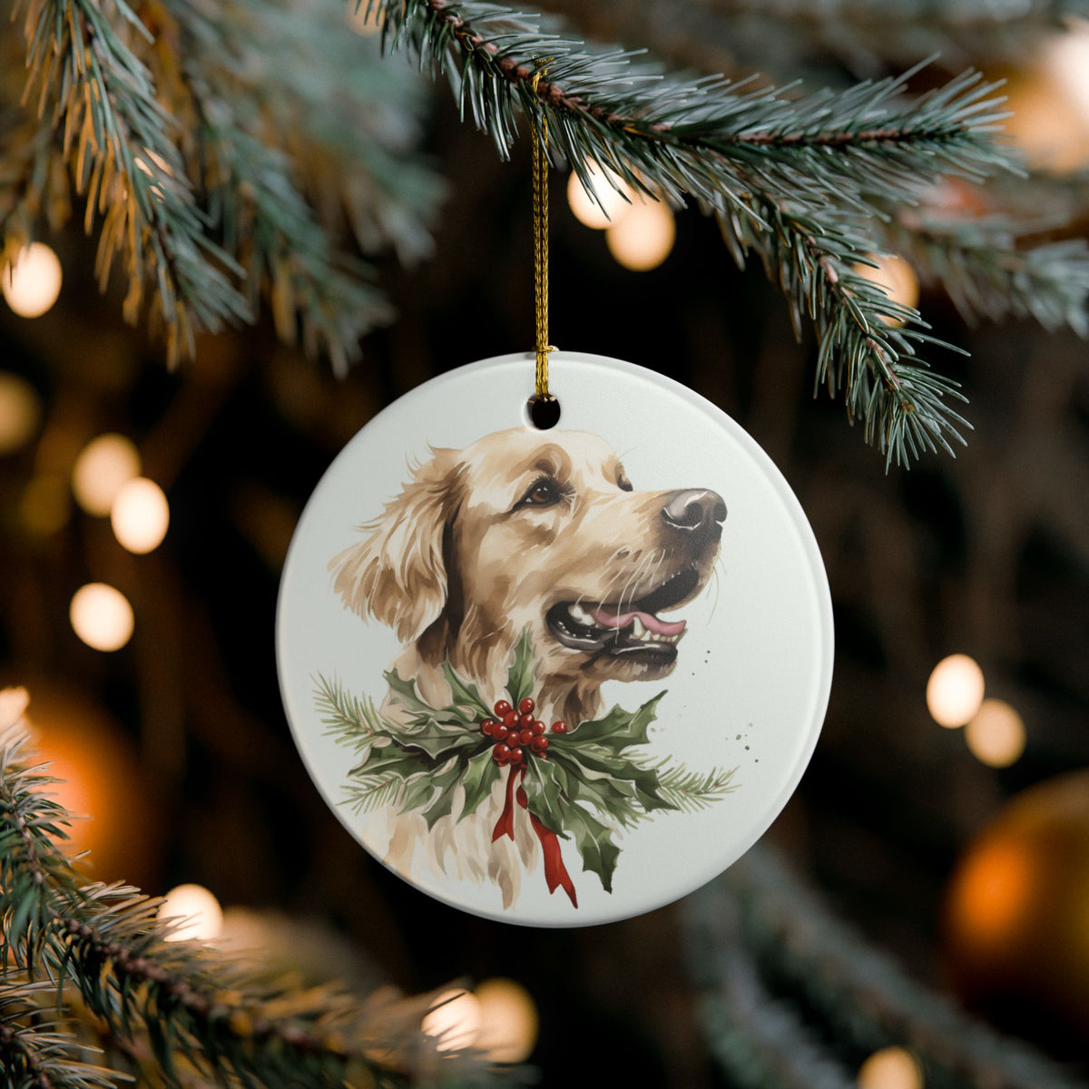 Golden Retriever Christmas Ceramic Ornament   Item #970596