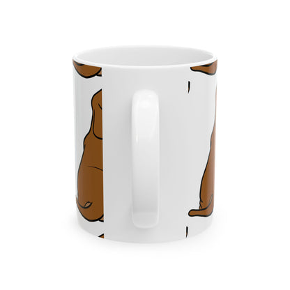 Dog Pattern Ceramic Mug — Cute Brown Sausage Dog Coffee Cup 11oz  Item #367238