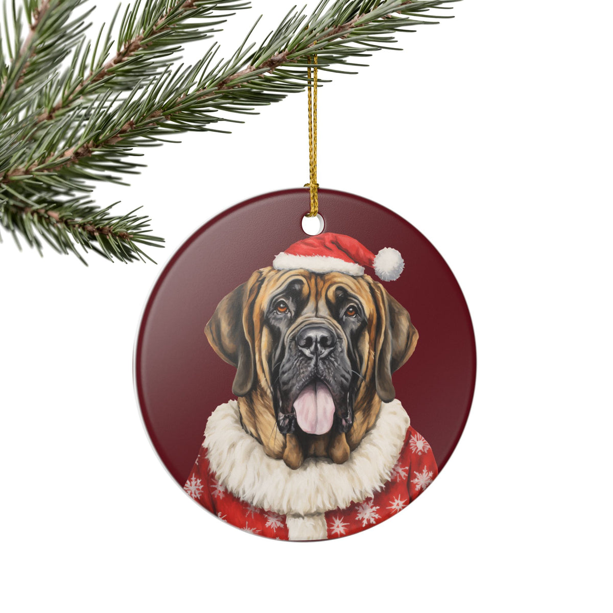 Christmas Mastiff Dog Ceramic Ornament   Item #882195