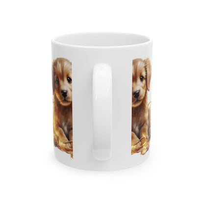 Cute Puppy Ceramic Mug — Adorable Golden Retriever Puppy Coffee Cup 11oz  Item #380649