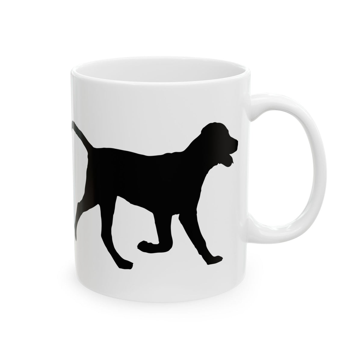 Labrador Dog Silhouette Ceramic Mug – Black Puppy Wraparound Coffee Cup for Dog Lovers 11oz  Item#276323