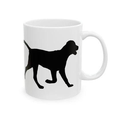 Labrador Dog Silhouette Ceramic Mug – Black Puppy Wraparound Coffee Cup for Dog Lovers 11oz  Item#276323