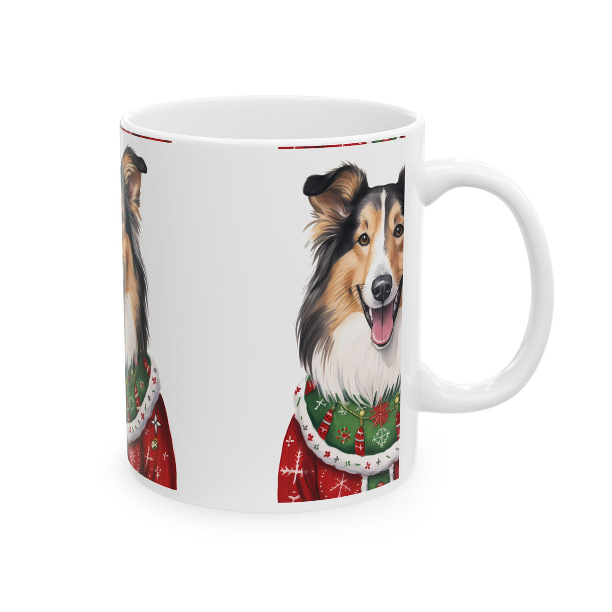 Collie Dog Christmas Mug – Festive Holiday Sweater Coffee Cup 11oz  Item #620182