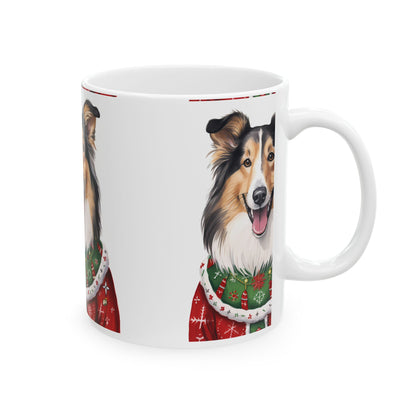 Collie Dog Christmas Mug – Festive Holiday Sweater Coffee Cup 11oz  Item #620182