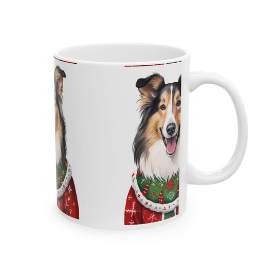 Collie Dog Christmas Mug – Festive Holiday Sweater Coffee Cup 11oz  Item #620182