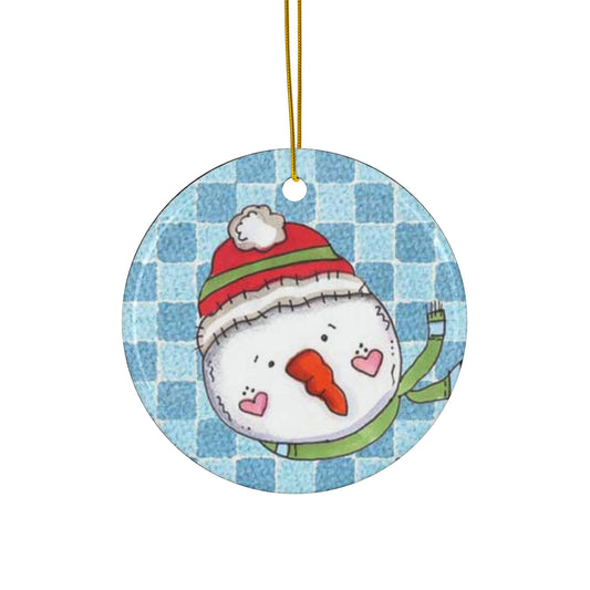 Snowman Ceramic Disc Ornament          Item #839639