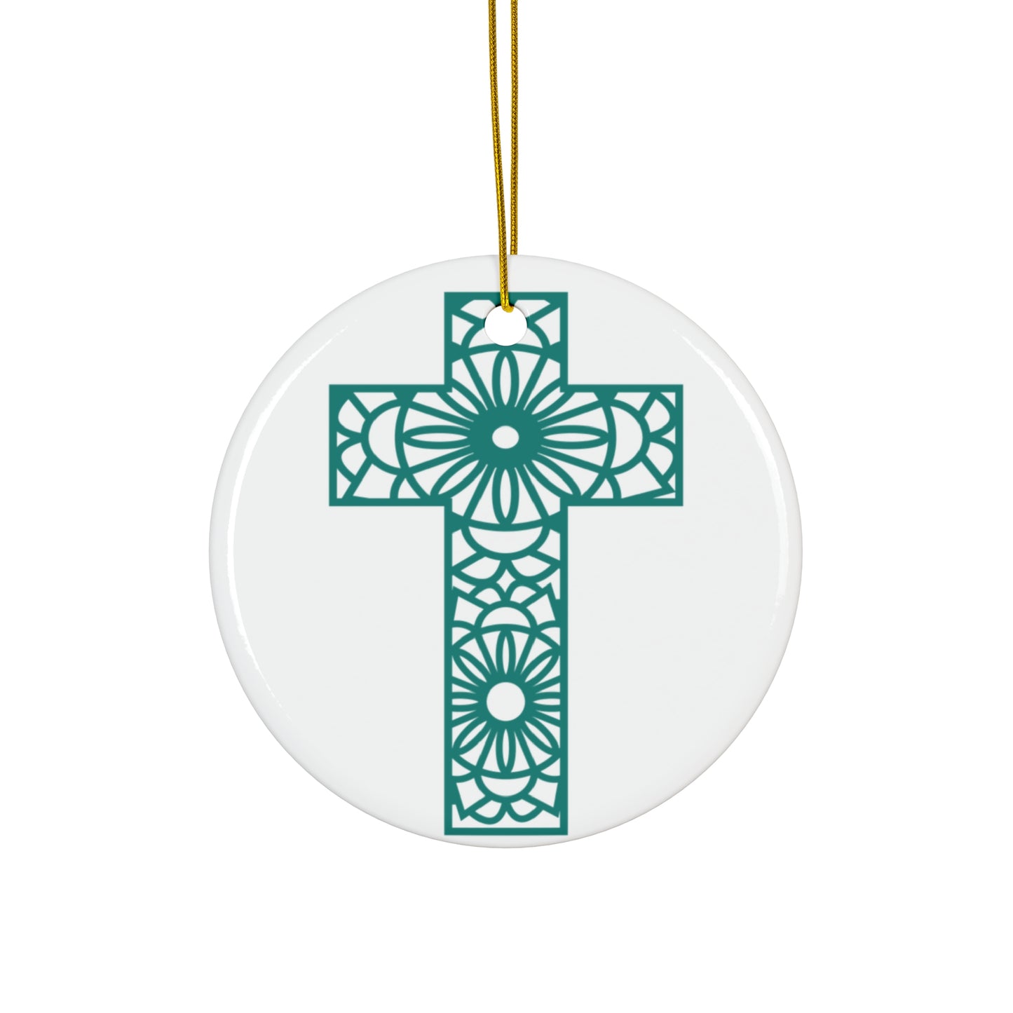 Cross Ceramic Disc Ornament        Item #3397109