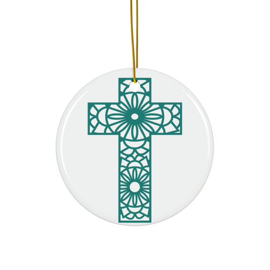 Cross Ceramic Disc Ornament        Item #3397109