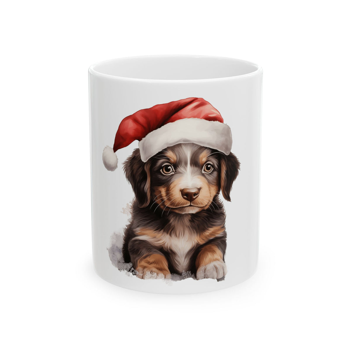 Christmas Puppy Ceramic Mug – Cute Dachshund in Santa Hat 11oz    Item #12674