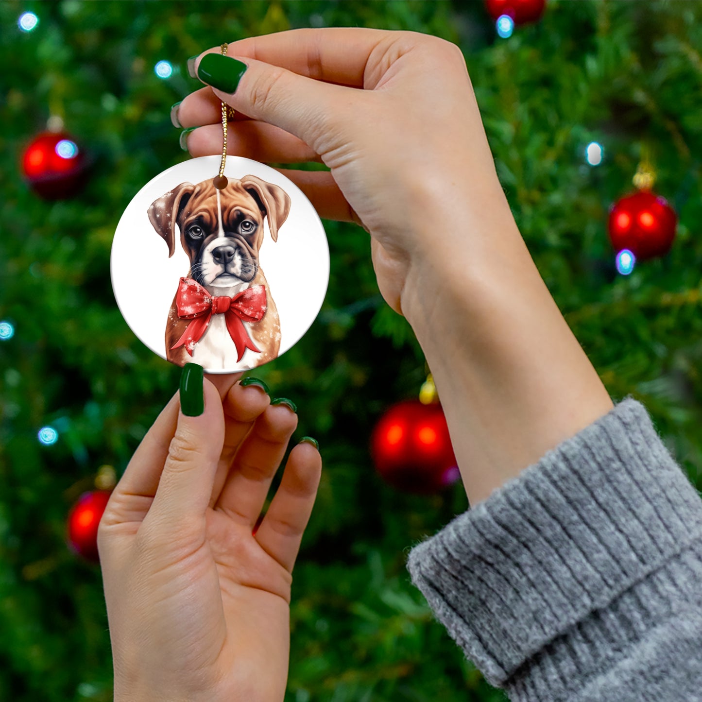 Christmas Dog Ceramic Disc Ornament              Item #2469335