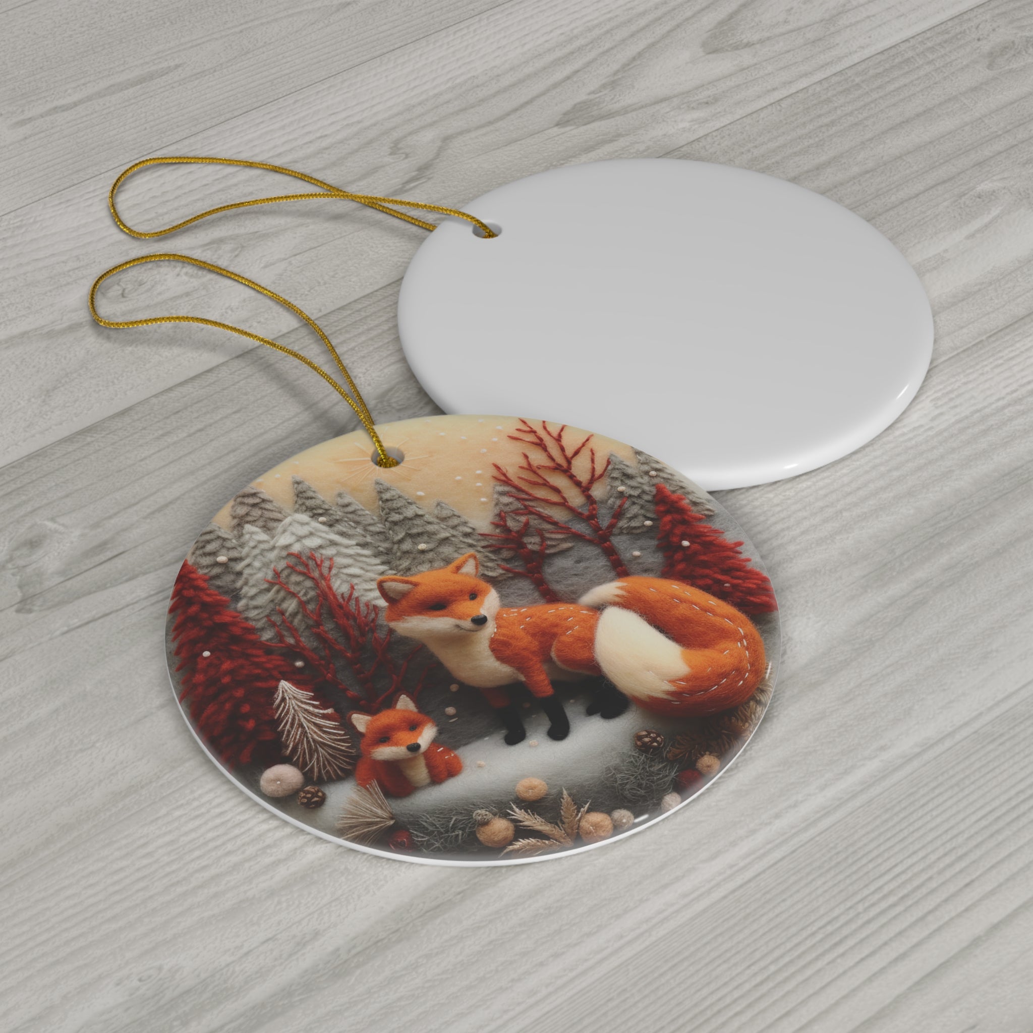 Fox Ceramic Disc Ornament        Item #8936323